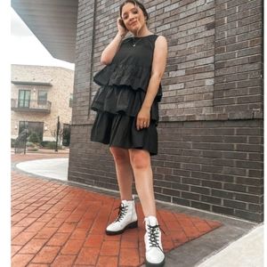 Who What Wear Black Multi-tiered Sleeveless Dress